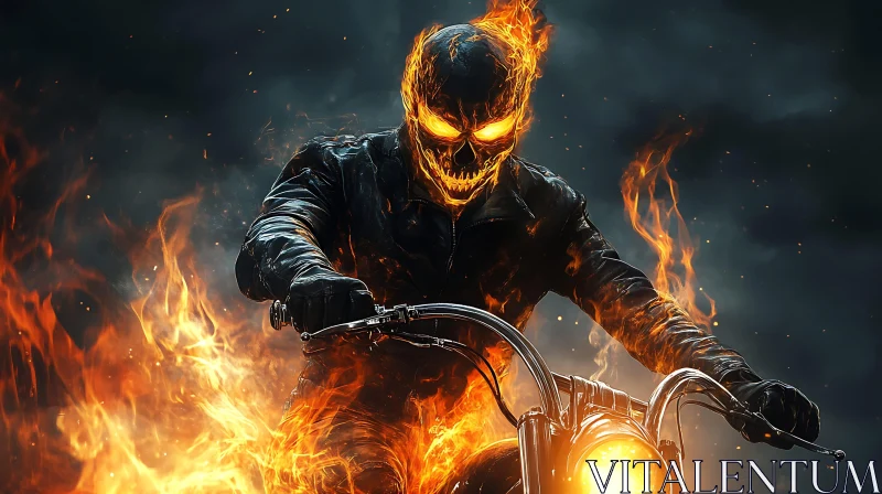 AI ART Skull Rider on Motorcycle