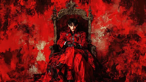 Regal Figure on Throne in Red