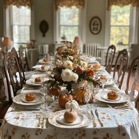 Festive Fall Table Decoration with Floral Centerpiece