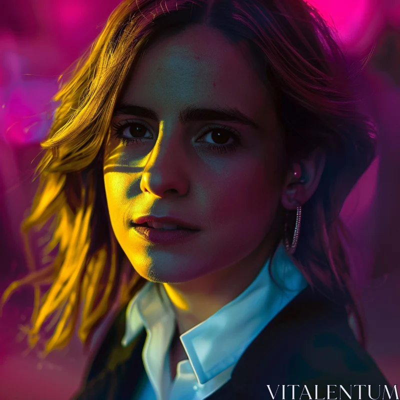 AI ART Emma Watson in Soft Yellow and Pink Light