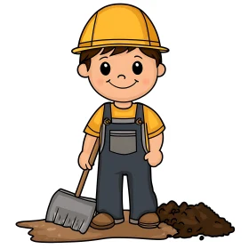 Construction Worker Boy Cartoon Image