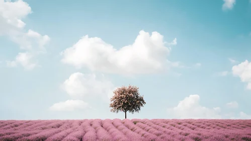 Tree in Lavender Field