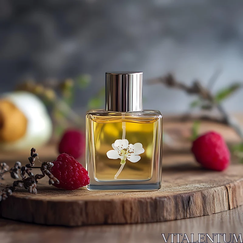 Fragrance Still Life with Raspberry Accent AI Image