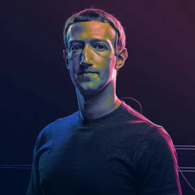 Neon-Style Mark Zuckerberg Portrait