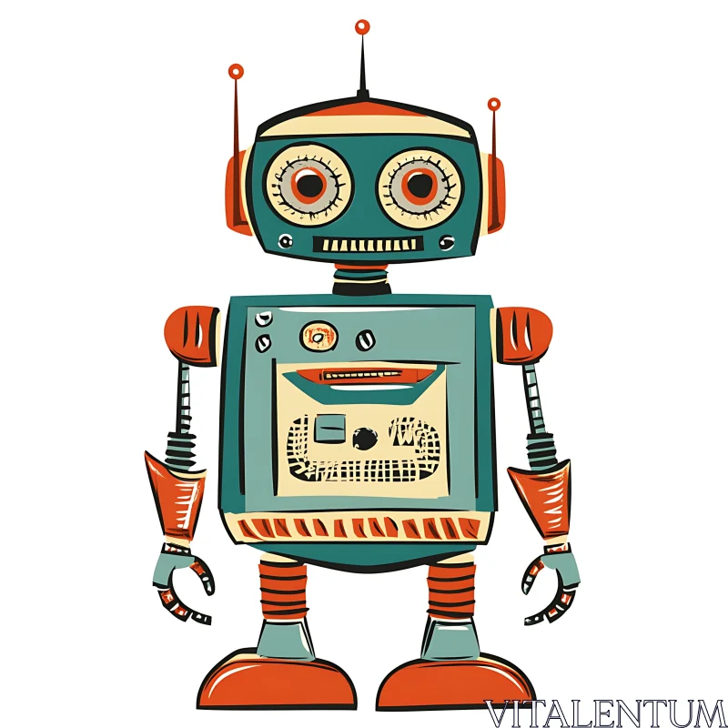 AI ART Vintage Style Robot Character Design