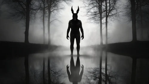 Dark Figure with Rabbit Ears Reflection