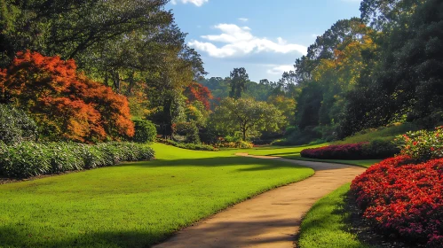 Lush Garden View with Winding Path