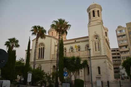 Limassol Church and Palm Trees