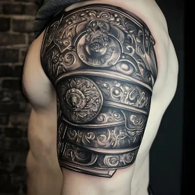 Medieval Armor Tattoo Art on Shoulder