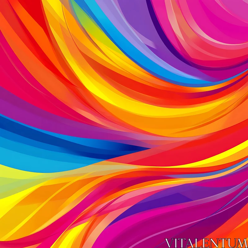 Rainbow Fluid Lines Abstract Painting AI Image