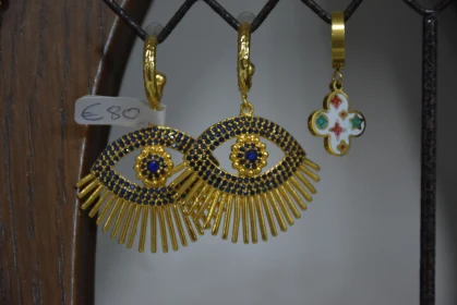 Cyprus Gold Earrings with Eye Motifs