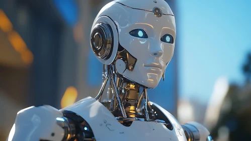 Humanoid Robot Close-Up: Artificial Intelligence