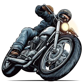 Stylized Motorcycle Rider in Action
