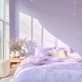 Calm Lilac Bedroom with Natural Light