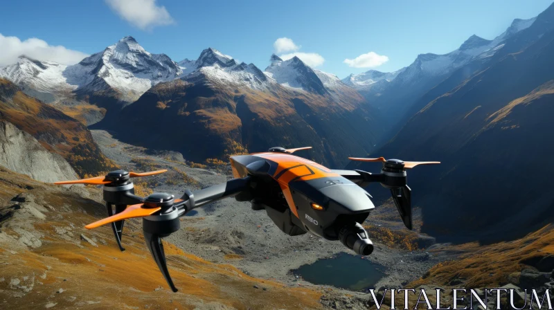 Aerial Drone Flight over Mountain Range - Lifelike Renderings AI Image