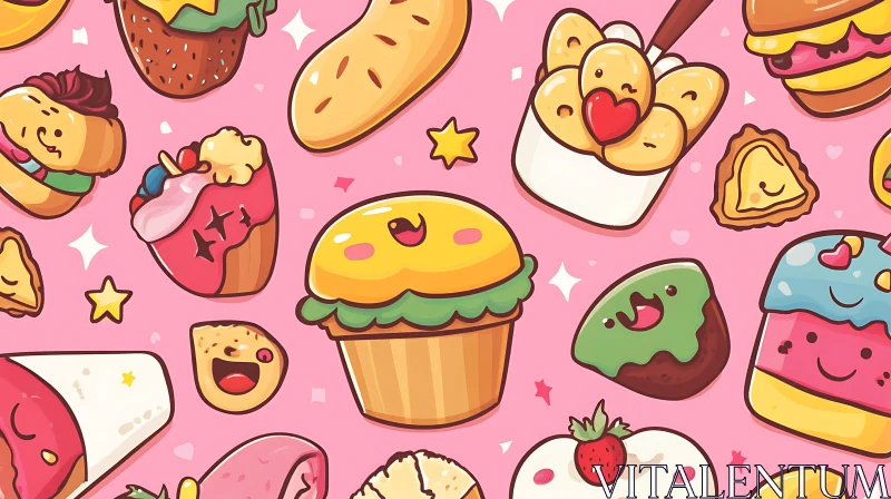 AI ART Cute Kawaii Snacks and Sweets Illustration