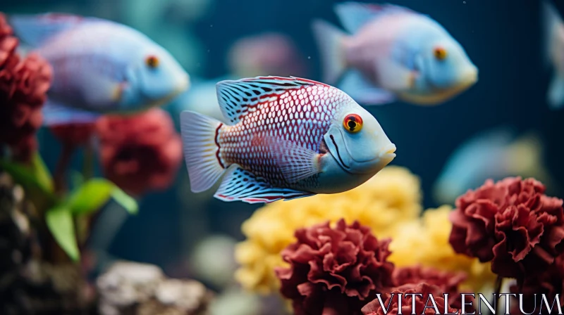 Azure Fish Swimming in Colorful Coral Gardens AI Image