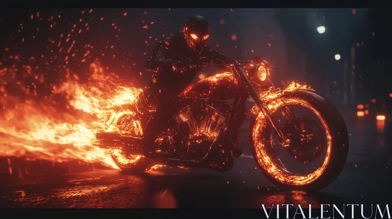 AI ART Burning Rider on Motorcycle