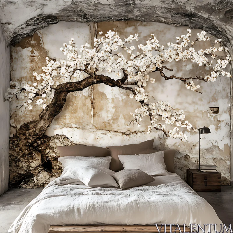 AI ART Rustic Bedroom with Floral Accent