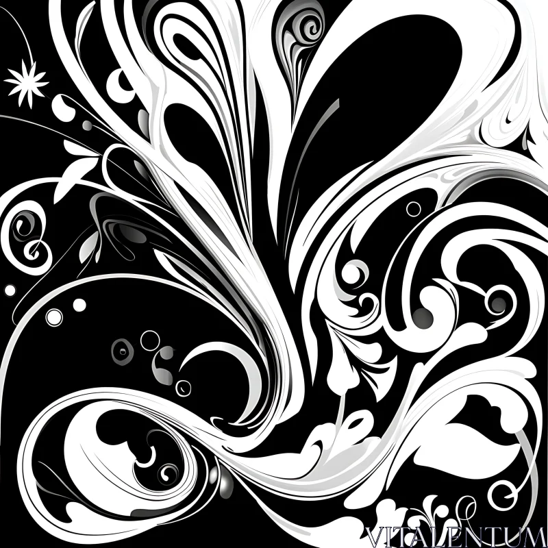 AI ART Intricate Swirl Patterns in Monochrome