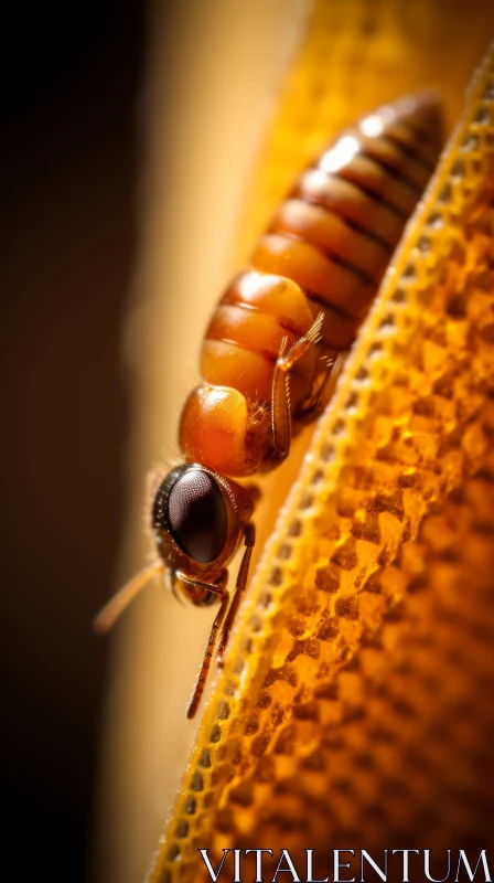 Close-up of an Insect on Yellow Fabric: A Study in Amber Tones AI Image