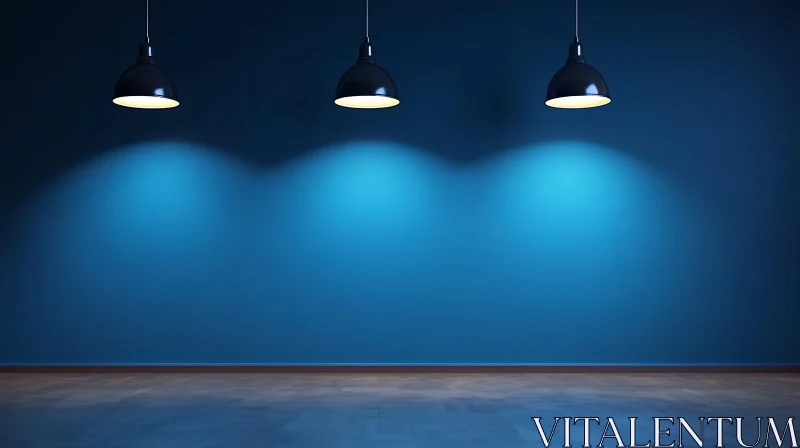 AI ART Pendant Lights on Blue Wall Interior