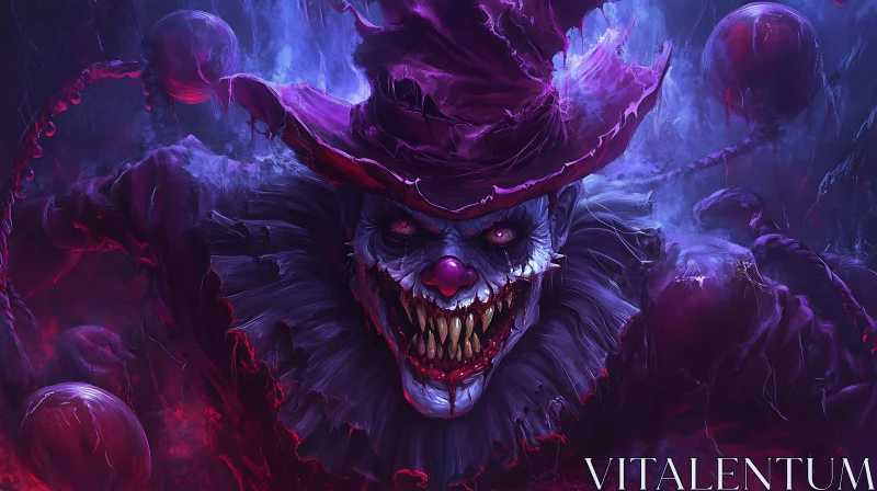 Sinister Clown with Piercing Red Eyes AI Image