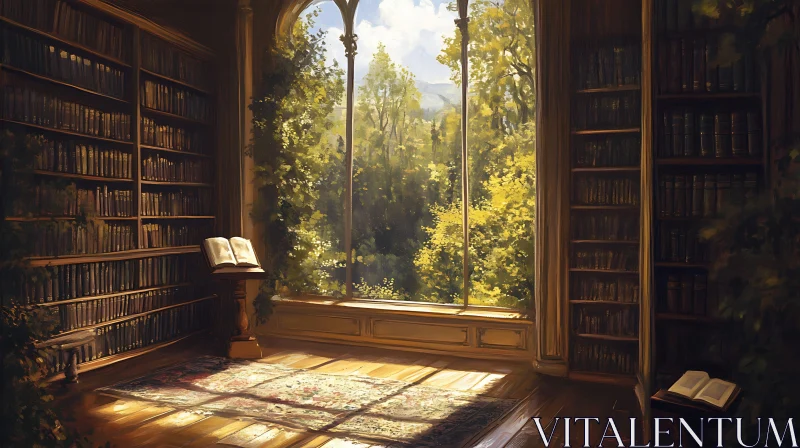 AI ART Library with Forest View