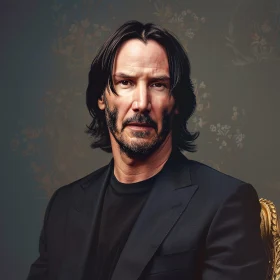 Keanu Reeves Black Suit Portrait