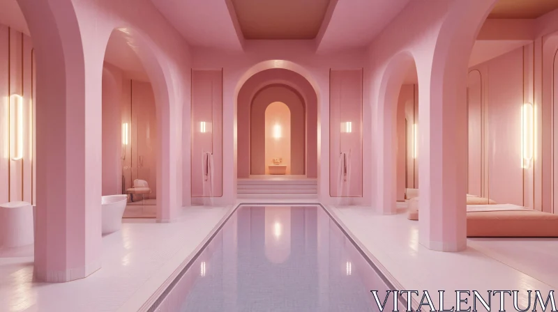 AI ART Indoor Pool with Pink Arches