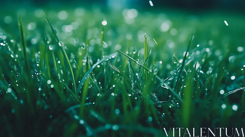 Morning Dew on Fresh Green Grass AI Image