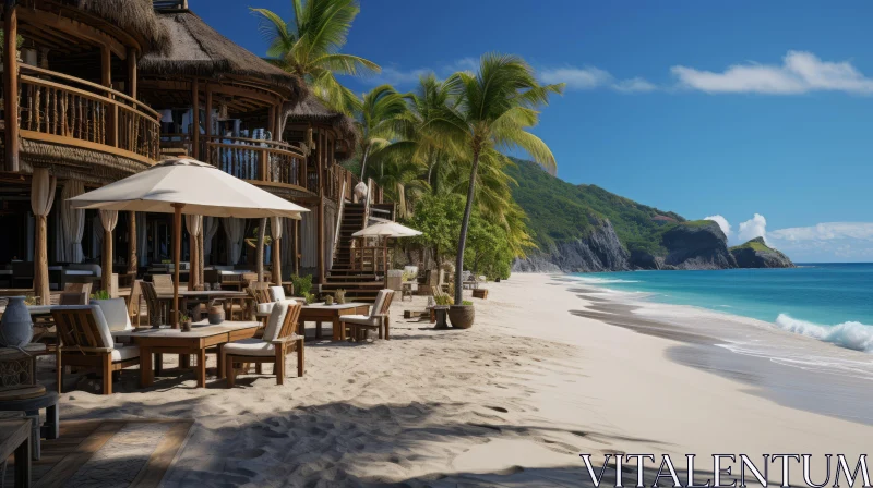 Serene Beach with Brown Chairs | Exotic Atmosphere | High-Resolution AI Image