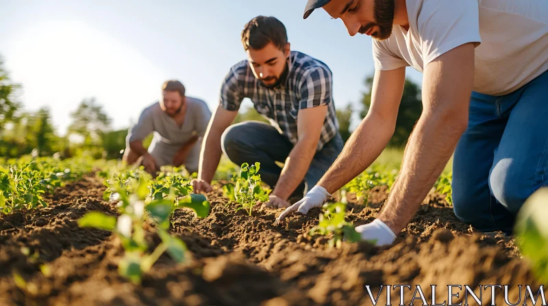 Farmers Planting Seedlings AI Image