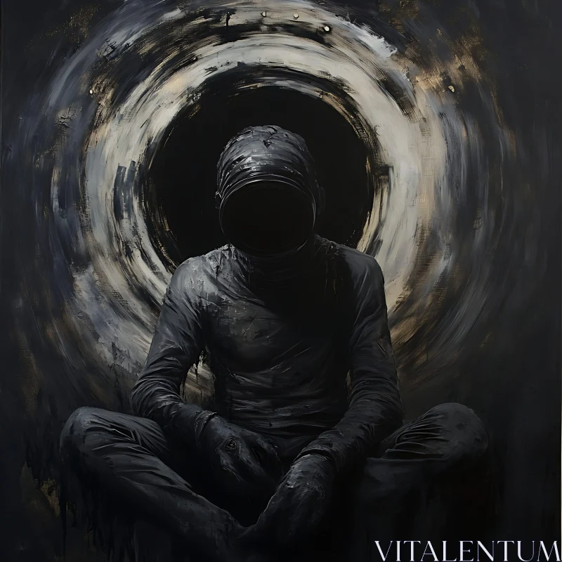 AI ART Dark Abstract Figure Meditative Art