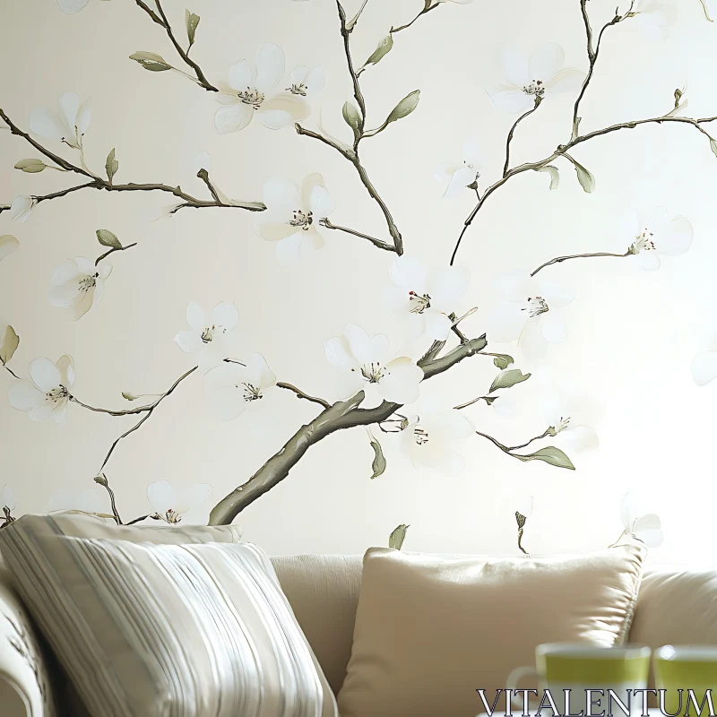 AI ART White Blossoms and Soft Light