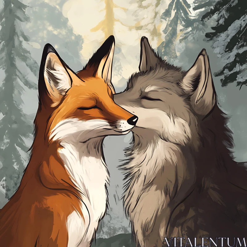 Loving Animals in the Woods Artwork AI Image