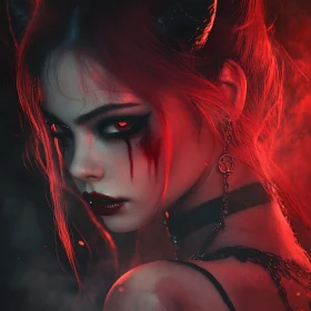 Gothic Demon with Piercing Red Eyes