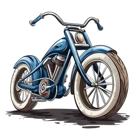 Stylized Blue Motorcycle Art