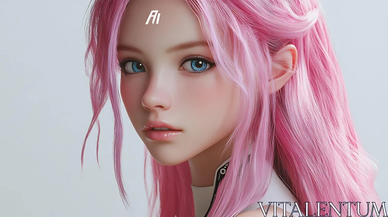 Pink-Haired Anime Girl Portrait AI Image