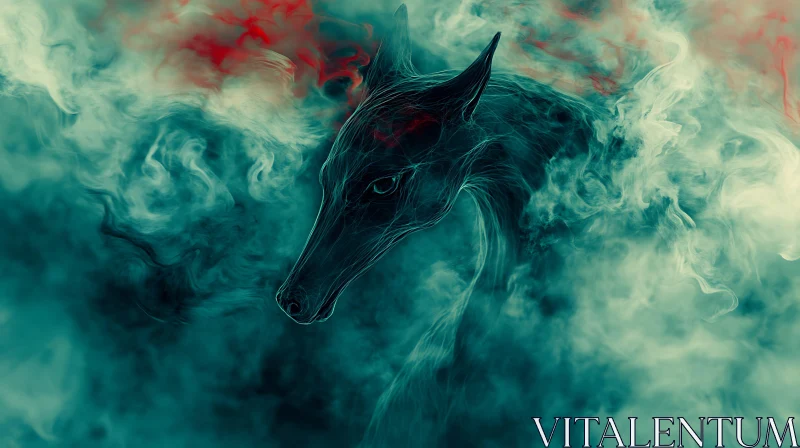 Mystic Wolf in Smoky Haze AI Image