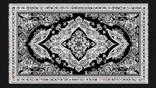 Monochrome Ornate Pattern with Floral Elements