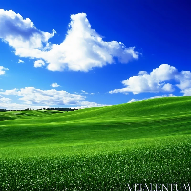 AI ART Rolling Green Hills Under Azure Skies