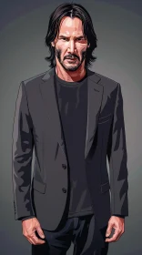 Artistic Illustration of Keanu Reeves