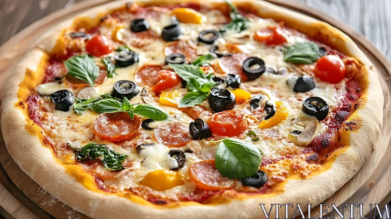 Tasty Pepperoni and Veggie Pizza AI Image