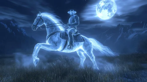 Ghostly Cowboy on Horseback