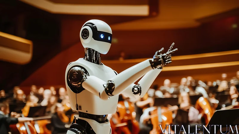 AI ART AI Robot Conducting Classical Music Orchestra