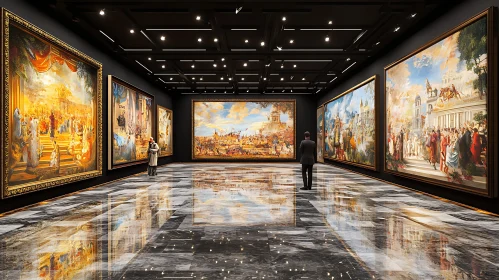 Exquisite Art Exhibition with Grand Historical Paintings