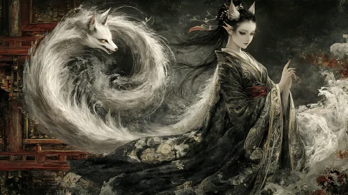 Mystic Fox Companion in Traditional Attire