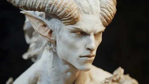 Elven Demon Sculpture with Horns