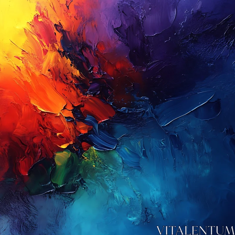 Colorful Abstract Painting with Palette Knife AI Image